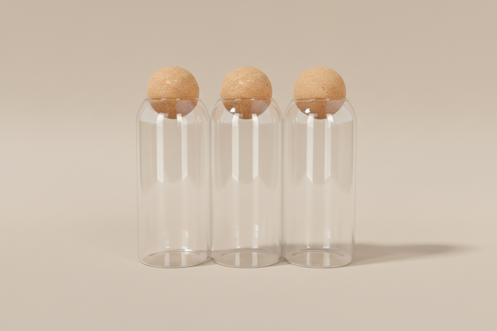 3 Transparent Storage Jars