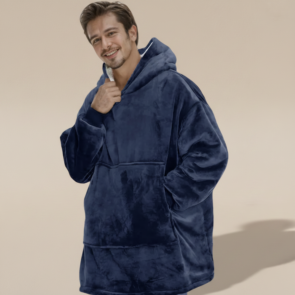 Navy Hoodie with themed background
